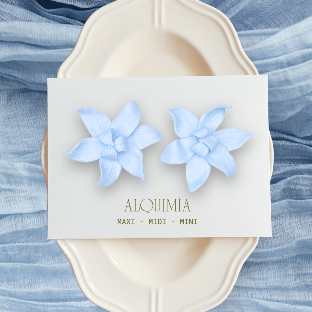 Aretes de flor Gota Serena hechos a mano en arcilla polimerica · Tienda Menta