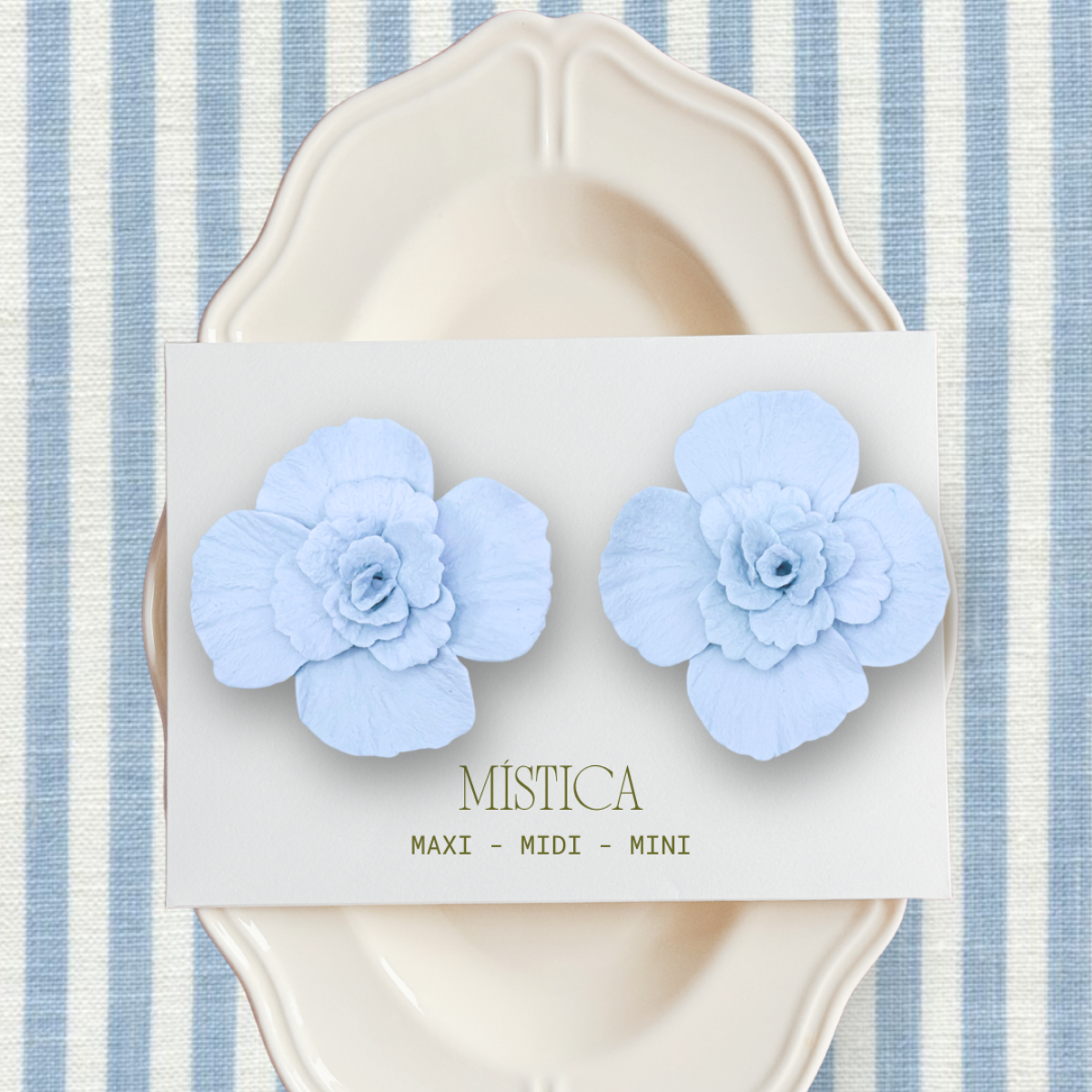 Aretes de flor Gota Serena, detalle hecho a mano en arcilla polimerica · Tienda Menta